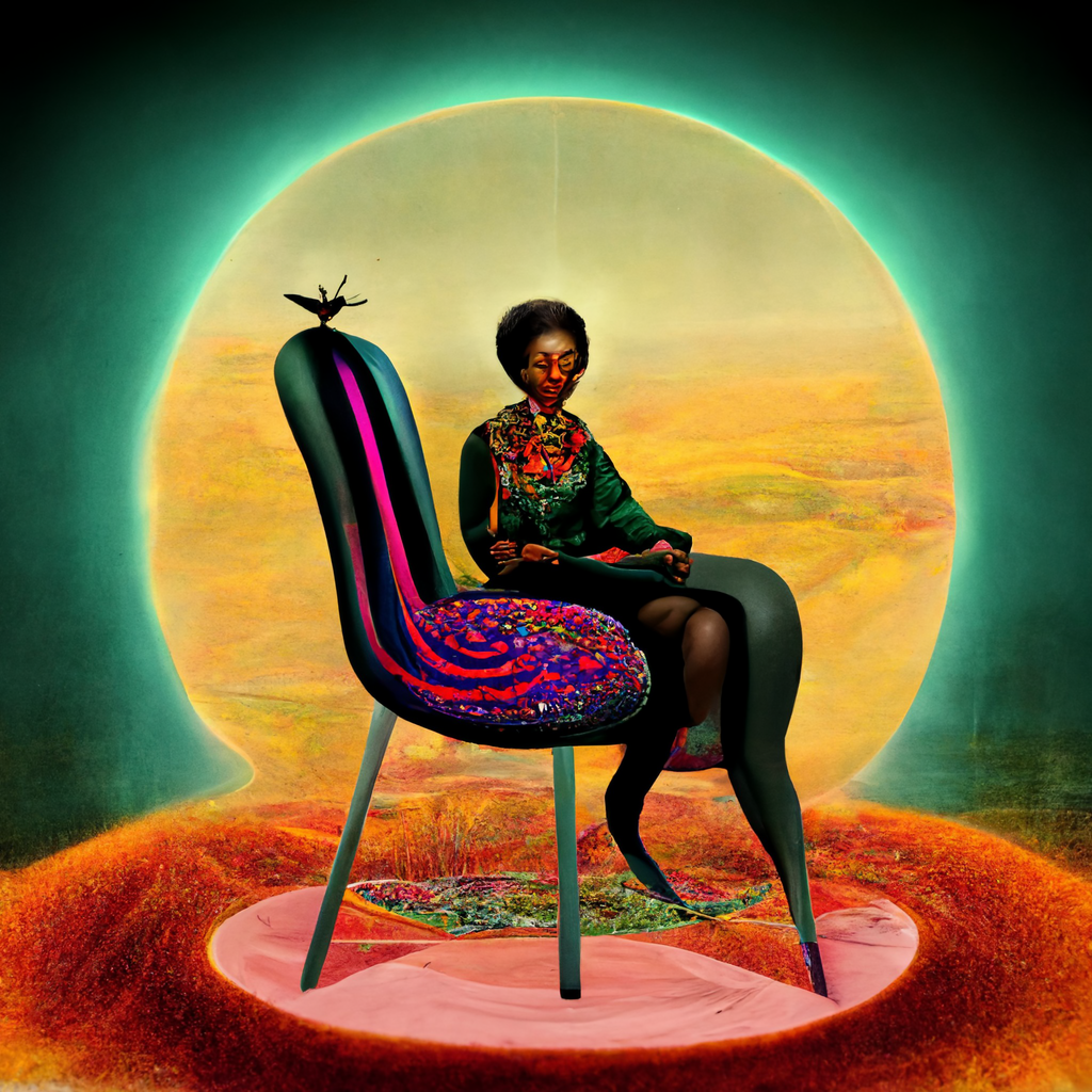 Surrealistische Darstellung einer Therapiesitzung als Symbol für den veränderten Bewusstseinszustand unter Ketamin