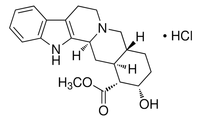 Strukturformel von Yohimbin-Hydrochlorid (Yohimbin-HCl), dem pharmakologisch wichtigsten Indolalkaloid der Yohimbe-Rinde (Pausinystalia johimbe)